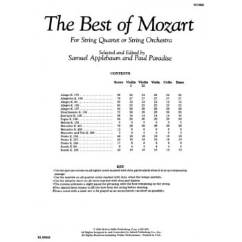 Mozart W A, The Best of, String Quartet /Score
