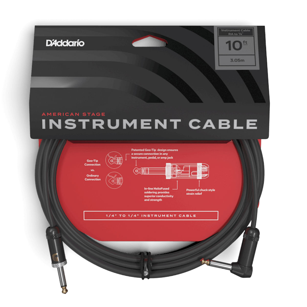 Planet Waves, Instrument Cable, American Stage, 10 Feet (304.8 cm) Right Angle PW-AMSGRA-10
