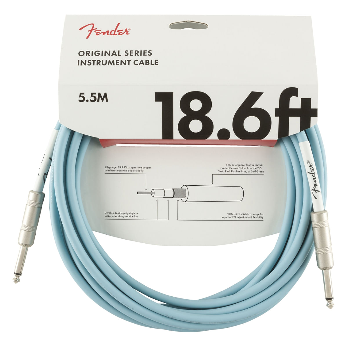 Fender, Guitar Cable 18.6 Feet, Original Series -Daphne Blue DNB 0990520003
