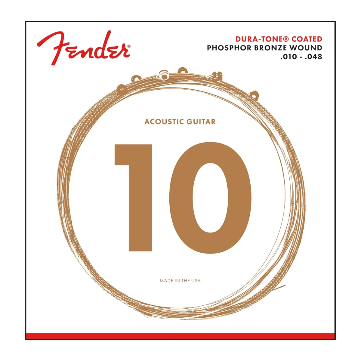 Fender, Acoustic Guitar Strings, Dura-Tone Coated, Phosphor Bronze, 10-48 -Set 860XL
