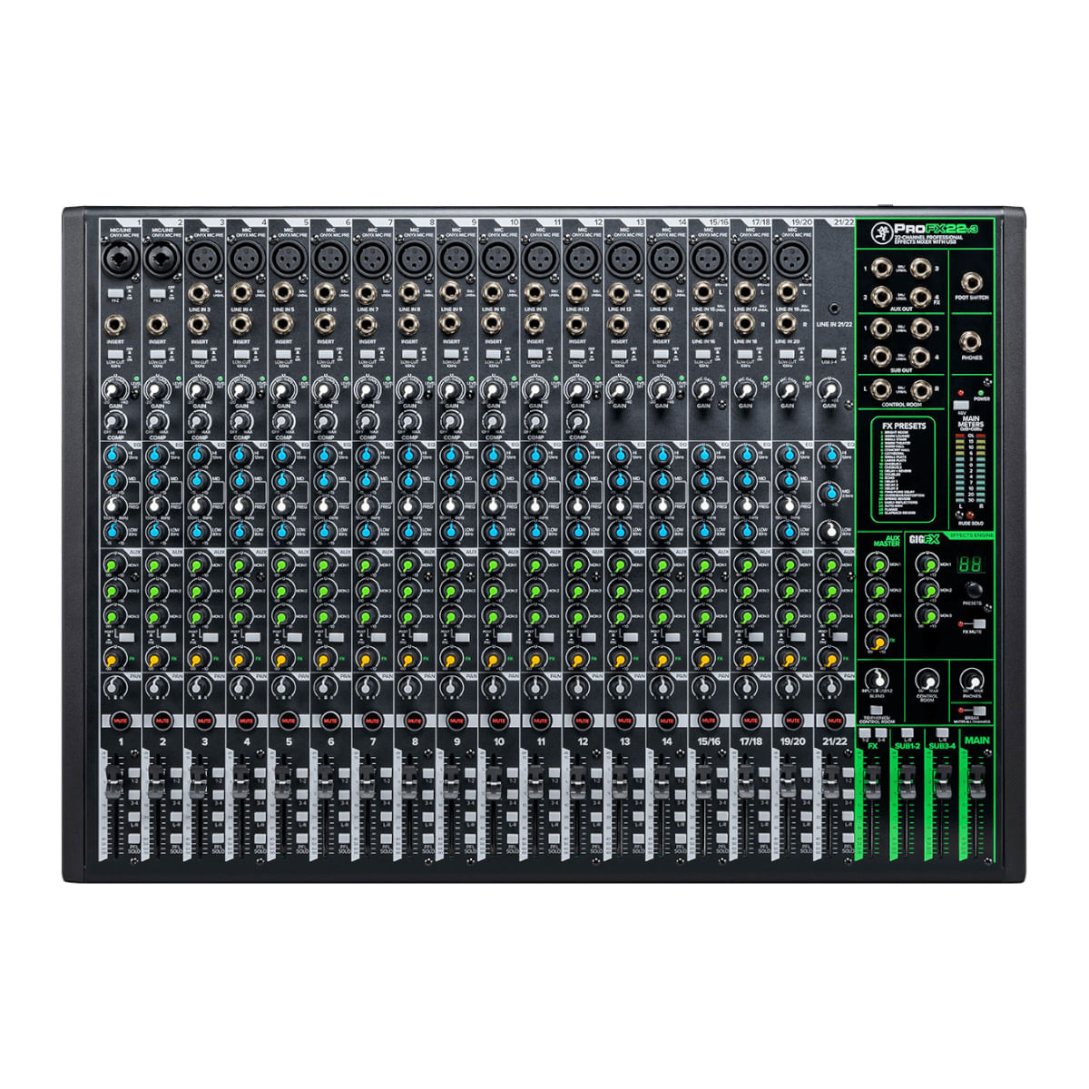 Mackie, Professional USB Mixer, 22 Channel ProFX22v3