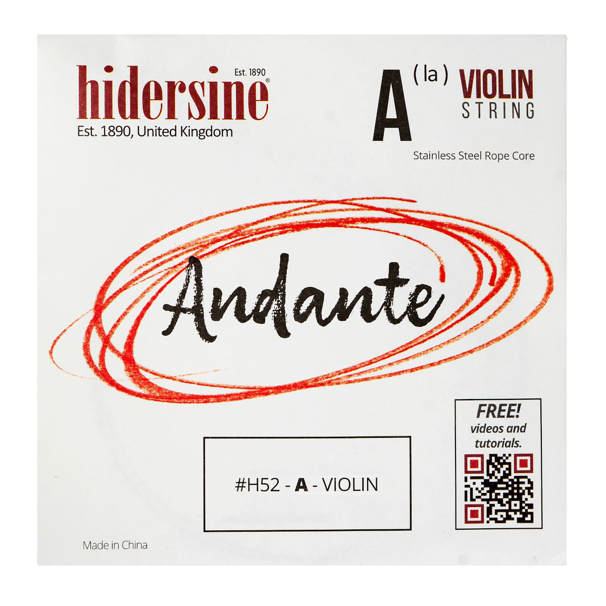 Hidersine, Violin String, Andante 4/4 - 3/4 -A H52A