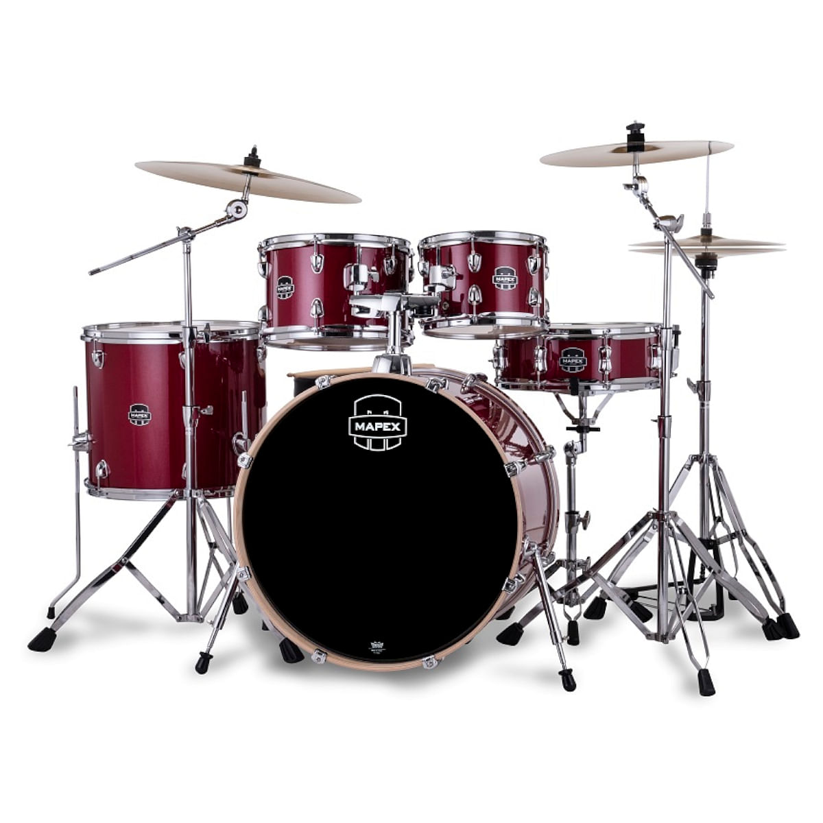 Mapex, Drum Set, Venus, 5 pcs, Hybrid W/Hardware Cymbals & Throne -Crimson Red Sparkle VE5295FTCVM